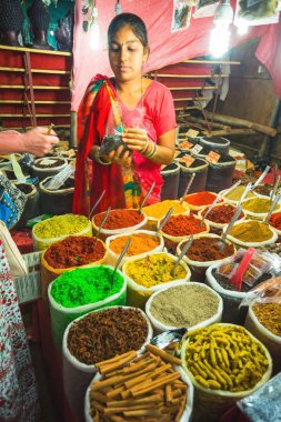 Hindistan, Goa, 11 Mart 2017. Goa ve Hindistan 'ın diğer eyaletlerinde baharat satışı