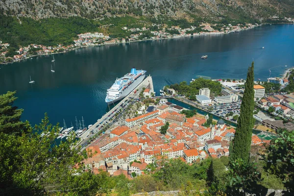 Top view of the Bay of Kotor and the old town. Europe. Montenegr — Stock Photo, Image