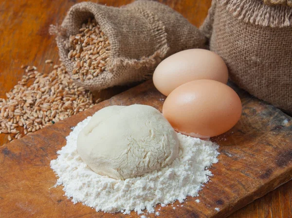 Bag of wheat in the bakery — Stock Photo, Image