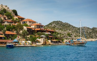 Güzel panoramik Kekova Adası ve Simena Kalesi 