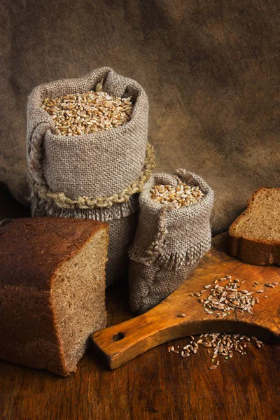 Bag of wheat in the bakery — Stock Photo, Image