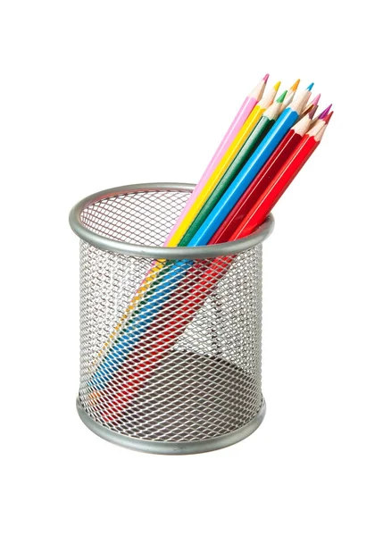 Pencils in basket — Stock Photo, Image