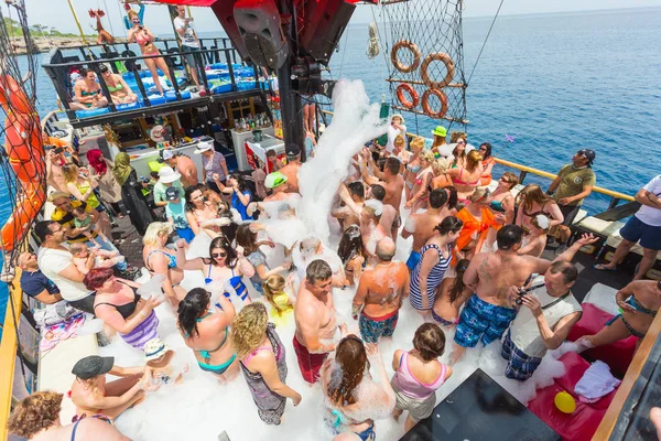 Turkey May 2017 Foam Party Pirate Ship Mediterranean Sea Coast — Stock Photo, Image