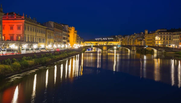 Florence Italien Juni 2014 Nattutsikt Över Floden Florens Italien — Stockfoto