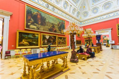 Rusya, St. Petersburg, 15 Kasım 2017. Hermitage Müzesi iç