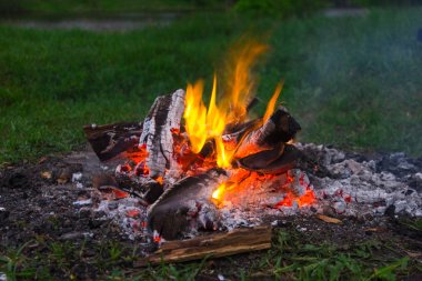 alacakaranlıkta ormandaki şömine