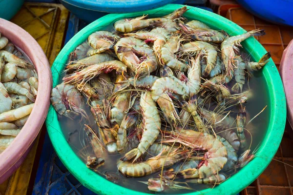 Vente de crevettes sur les marchés de l'Inde — Photo