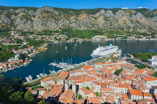 Montenegro July 2017 Top View Bay Kotor Old Town Europe — Stock Photo, Image