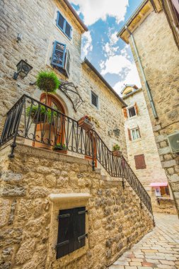 Karadağ, 27 Temmuz 2017. Eski Şehir Kotor 'un Sokakları
