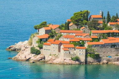 Karadağ. 2 Ağustos 2017. Sveti Stefan Adası. Avrupa. Karadağ