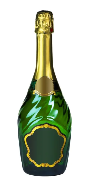 Láhev Šampaňského Izolovaných Bílém Pozadí — Stock fotografie