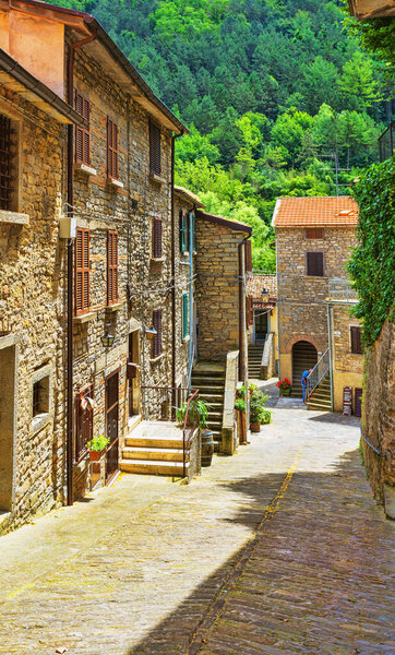 Tuscan, Italy.23 June 2014. Typical Italian street in a small provincial town in Europe