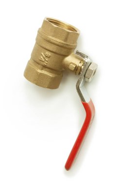 Beyaz arkaplanda su veya gaz vanası