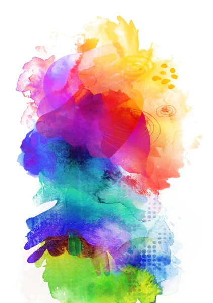 Rainbow colored watercolor paints and textures on white — Stock Photo, Image