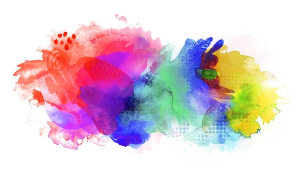Szivárvány színű akvarell festék és a textúrák, fehér — Stock Fotó
