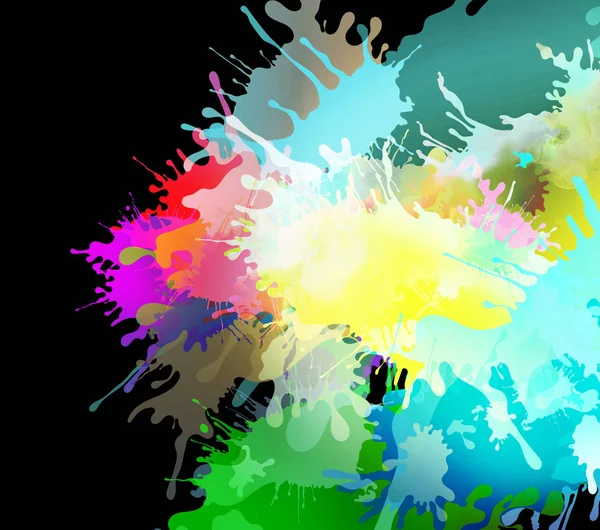 Colorful paint and splatter background with paint runs — Stock Photo, Image