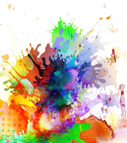 Bunte Farbe und Spritzer Hintergrund mit Farbaufläufen — Stockfoto