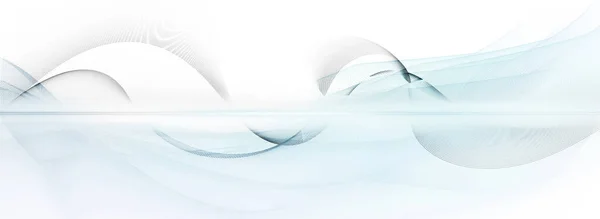 ぼやけている水色の水平背景バナー上の抽象的な光の青と白の運動線 — ストック写真