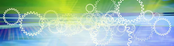 Illustrated Gearwheels Different Textured Background Banner — Stock Photo, Image
