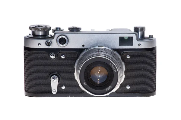 Вінтажний аналоговий плівковий фотоапарат ізольований фон — стокове фото