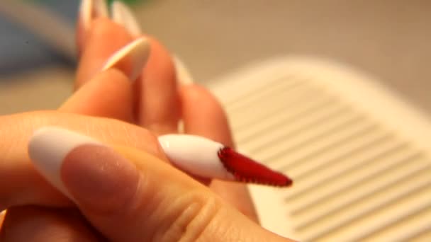 Studio beauty.female hände nägel manicure close up. — Stockvideo