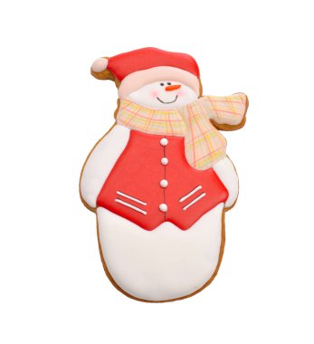 Kardan adam gingerbread. İzole.