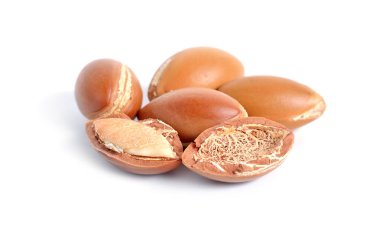 Argan tohum Isolated beyaz arka plan üzerinde.
