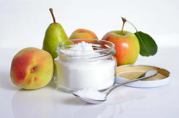 Fruktose eller fruktsukker. Med frukt . – stockfoto