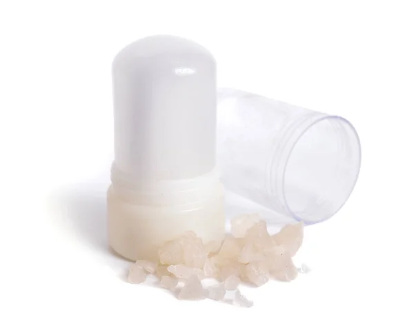 Mineral Potasio Uso de palo de cristal de alumbre como desodorante en la axila . —  Fotos de Stock