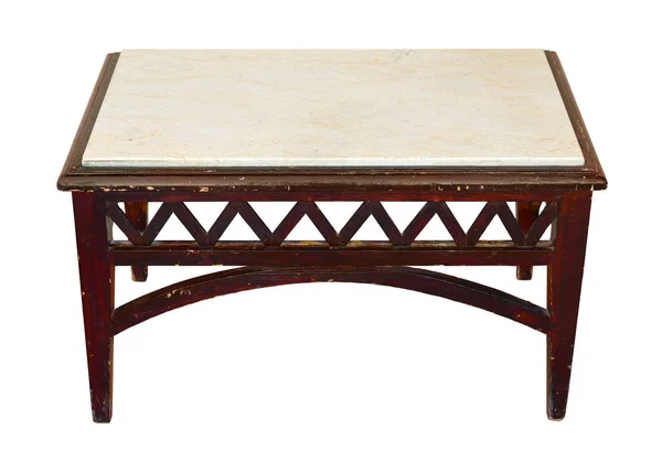 Деревянный винтажный стол с мраморной столешницей . — стоковое фото