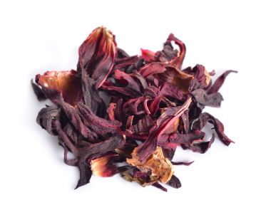 Ebegümeci çayı kuru. Beyaz arka plan üzerinde izole.