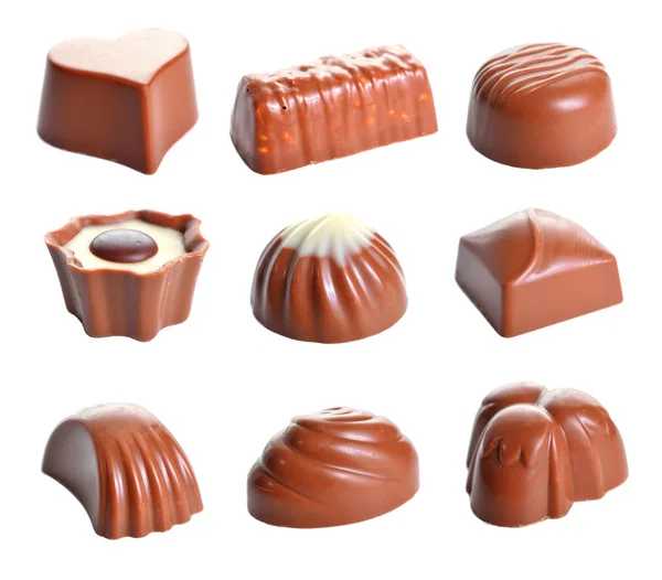 Set of Milk Chocolate sweets. Isolated on a white background. — Stock Photo, Image