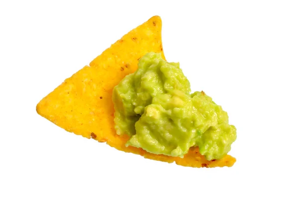 Guacamole with nachos. Isolated on white background — Stock Photo, Image