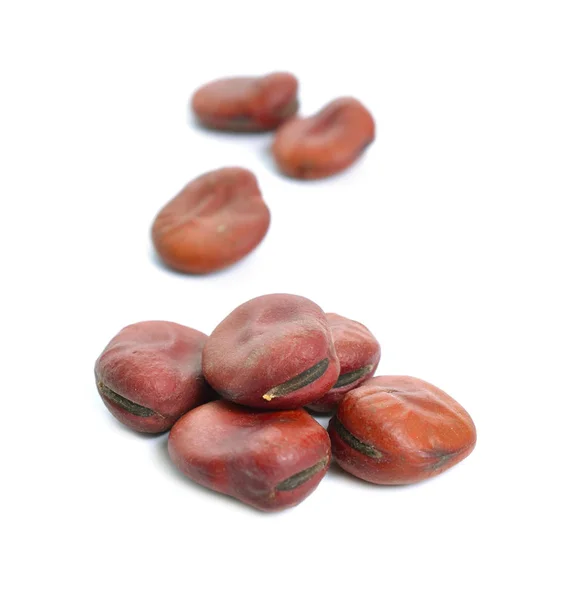 Samen von Vicia Faba, Saubohne, Favabohne oder Fababohne, Ackerbohne, Tic Bohne oder Zeckenbohne. isoliert auf weißem Hintergrund — Stockfoto