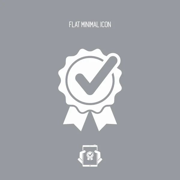 Vinkje op lint - Vector plat minimale pictogram — Stockvector