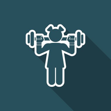 Tek izole kız spor salonu simge vektör çizim 