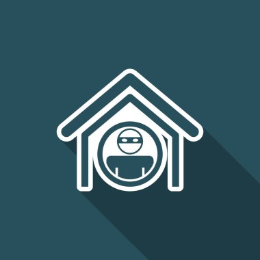 Tek izole eve hırsız simge vektör çizim 