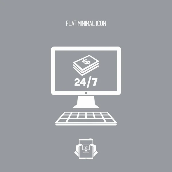 Online bankieren platte pictogram van service 24/7 - Dollar - Vector — Stockvector