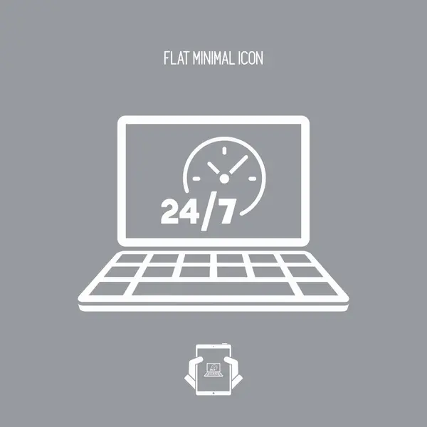 24/7 ful-time webservices - Vector vlakke pictogram — Stockvector