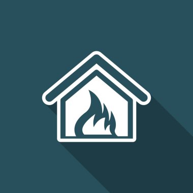 Tek izole ateş ev simge vektör çizim