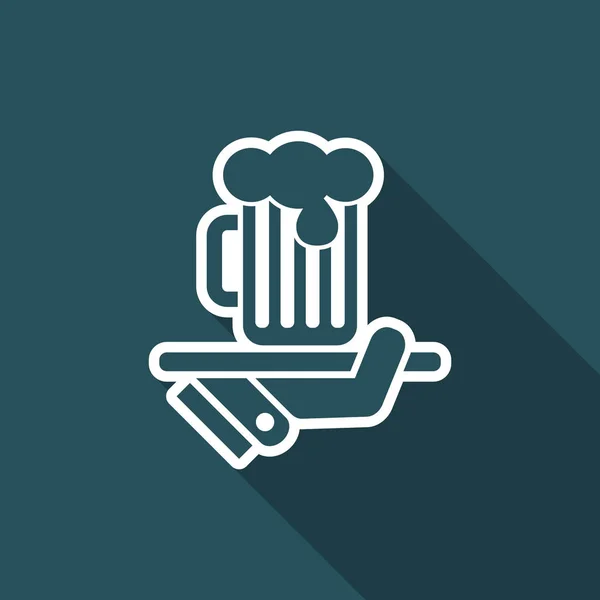 Cameriere servire icona della birra — Vettoriale Stock