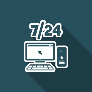 7/24 yardım arama motoru aktarımını - vektör düz simgesi