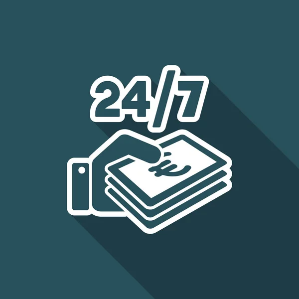 Services payants 24h / 24 et 7j / 7 - Euro - icône web vectorielle — Image vectorielle