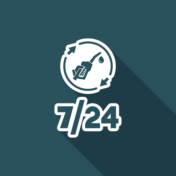 Fuel service 7 / 24 - Vector web icon — стоковый вектор