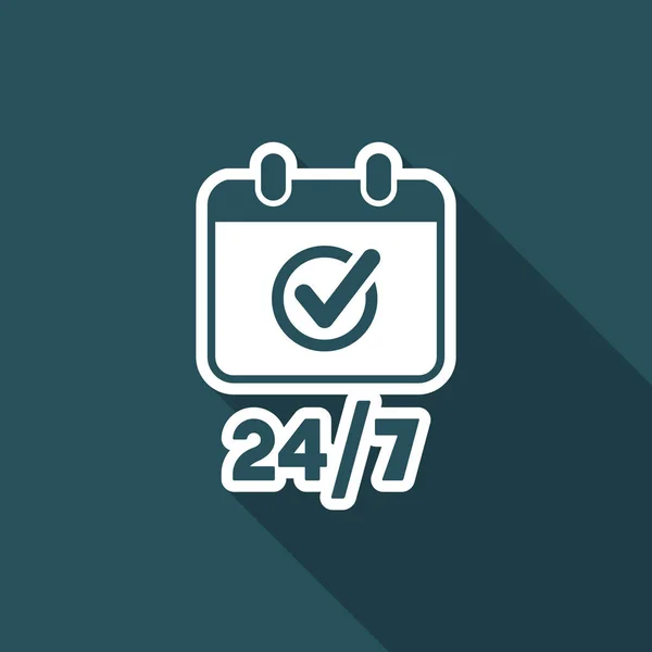 Icono de calendario - Servicios 24 / 7 - Icono web vectorial — Vector de stock