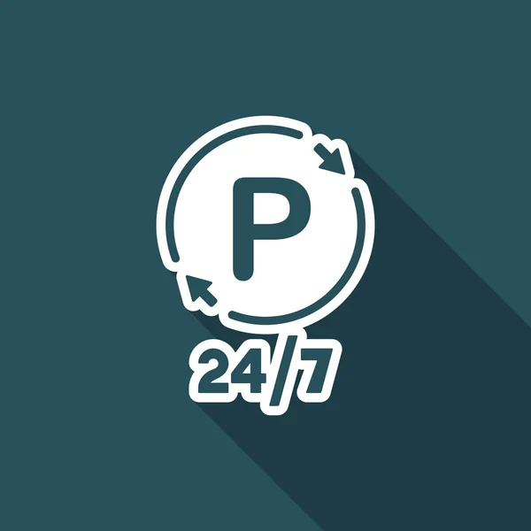 Servicio de estacionamiento constante 24 / 7 - Vector icono web — Vector de stock