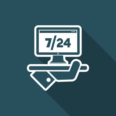 7/24 - tam zamanlı - vektör web simgesi sürekli bilgisayar hizmetleri
