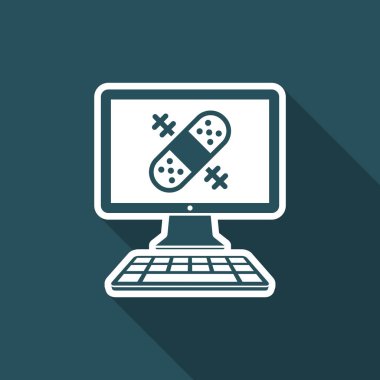 Cumputer onarım yardım hizmeti - vektör web simgesi