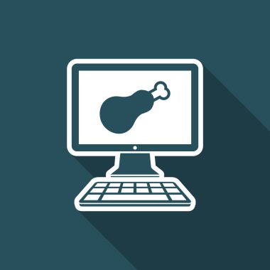 Online yemek salonu - et - vektör düz simgesi
