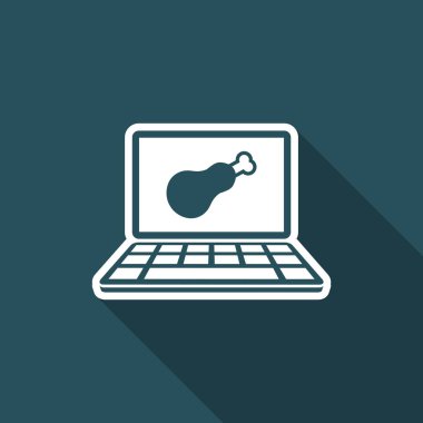 Online yemek salonu - et - vektör düz simgesi